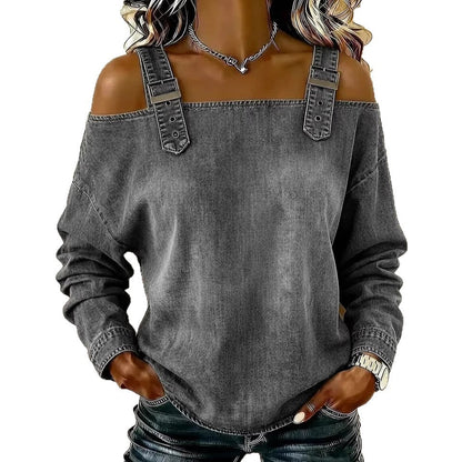 Damen Sweatshirt Dekorative Schulterdetails Norvielle