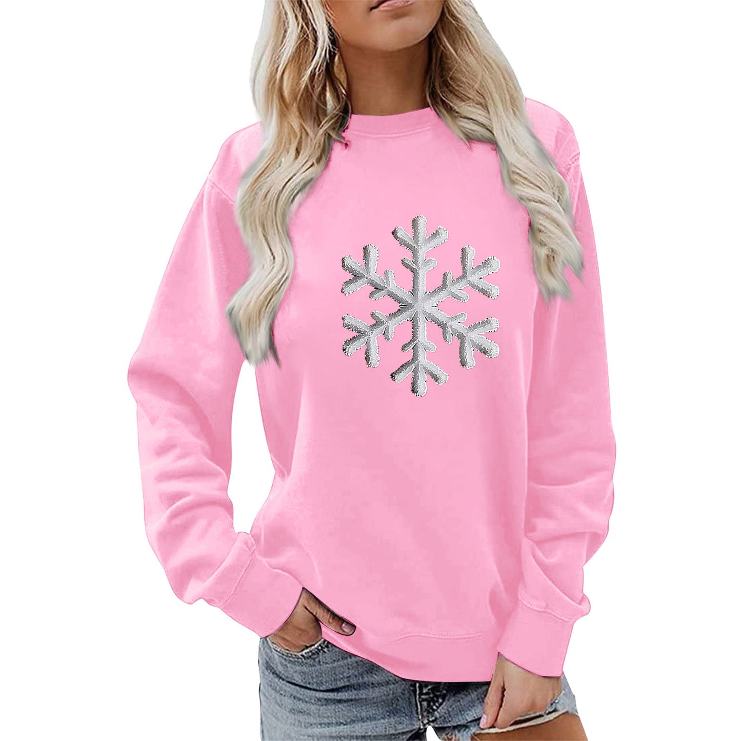 Damen Sweatshirt Schneeflockenmotiv Lässig Norvielle