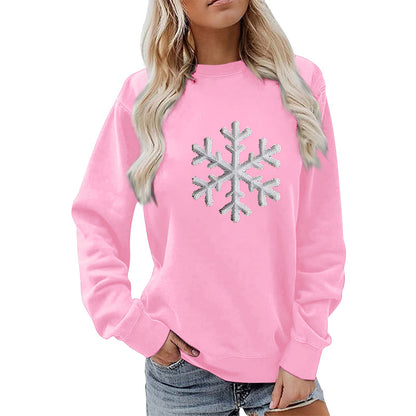 Damen Sweatshirt Schneeflockenmotiv Lässig Norvielle