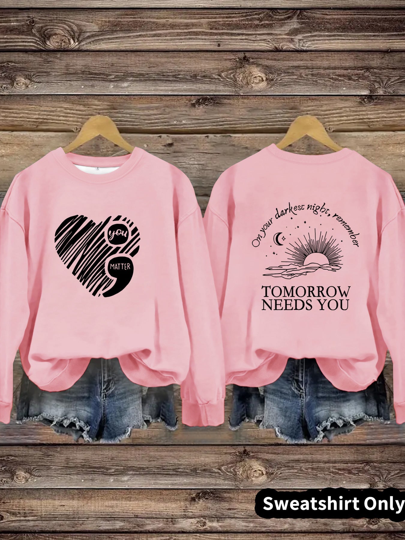 Damen Sweatshirt Großes Herzmotiv Norvielle