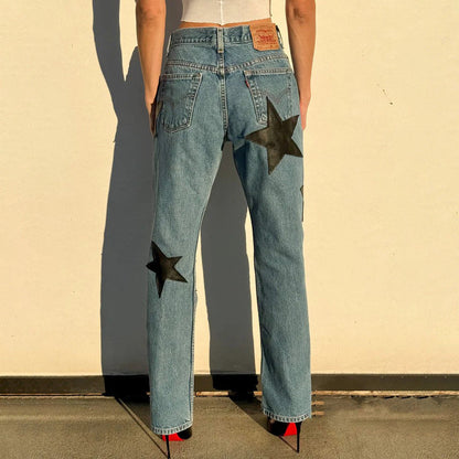 Damen Jeans Mit Sternenapplikationen
