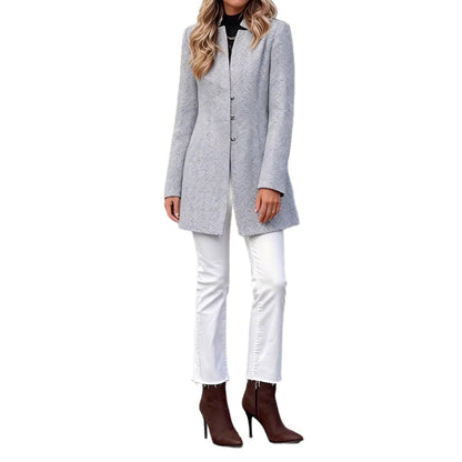 Damen Langblazer Struktur-Stoff Eleganter Schnitt