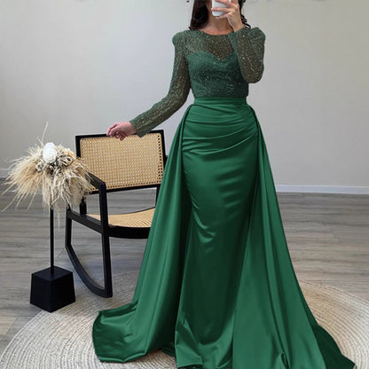 Damen Abendkleid Paillettenoberteil Satinrock Elegant