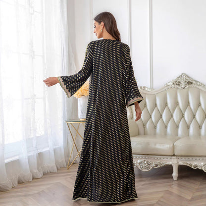 Damen Maxi-Kleid Kaftan-Stil mit Verzierungen Norvielle