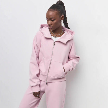 Damen Sportset Kapuzenjacke Jogginghosen Baumwolle