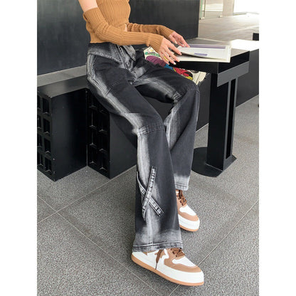 Damen Weite Jeans Norvielle Mit Seitenschlitzen