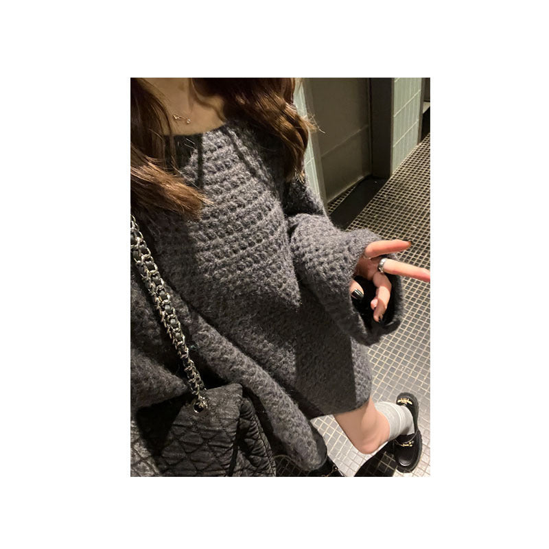 Damen Grobstrickpullover Weit Schnitt Lässig Norvielle