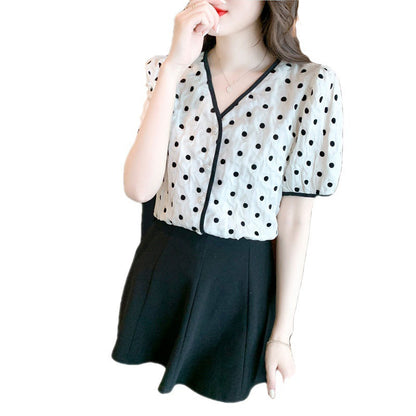 Damen Bluse mit Punkten Knöpfe Norvielle