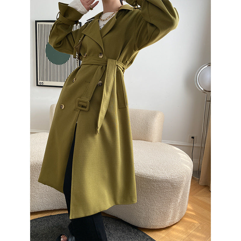 Damen Trenchcoat Doppelknopf Taillengürtel Norvielle