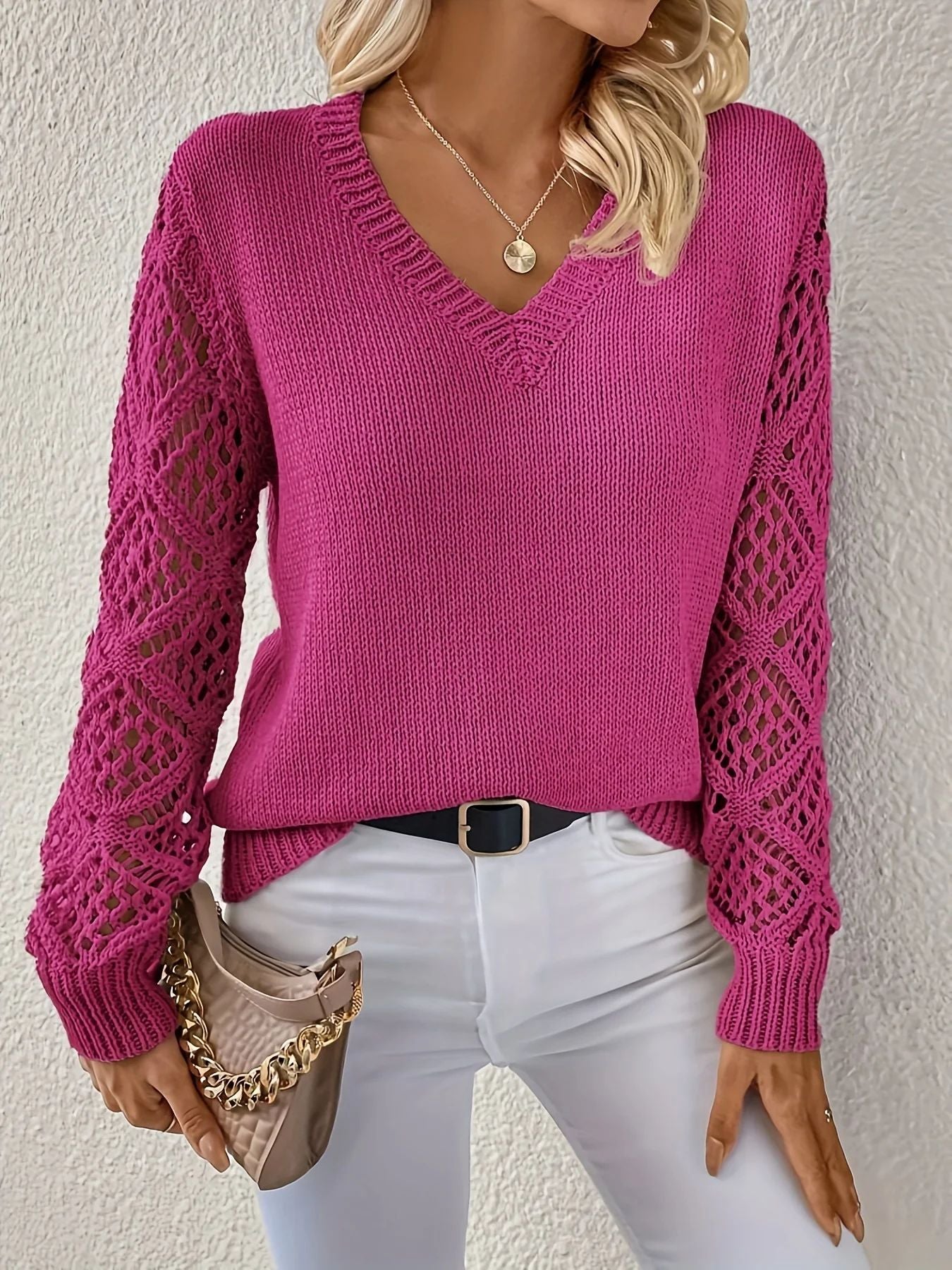 Damen Soft V-Ausschnitt Pullover