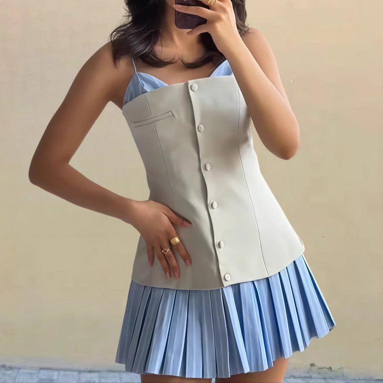 Damen Kurzkleid Fließend Rüschendetails Norvielle