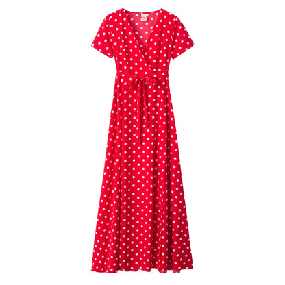 Damen Maxikleid Florales Wickeldesign Elegante Taillierung