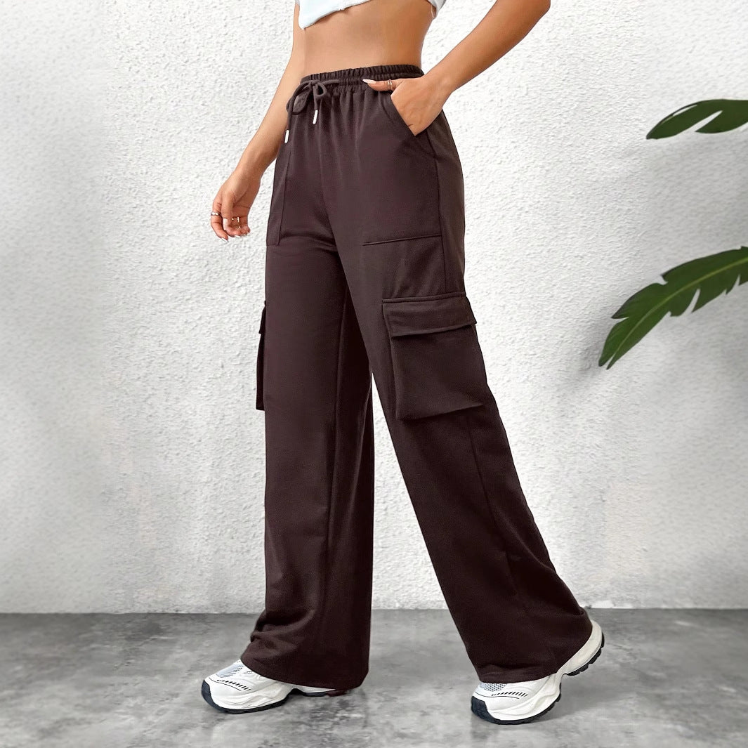 Damen Cargo-Hose Lässiger Freizeitschnitt Praktische Taschen Beige