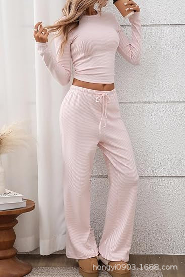 Damen Longsleeve Freizeit-Set Weites Norvielle Oberteil und Hose