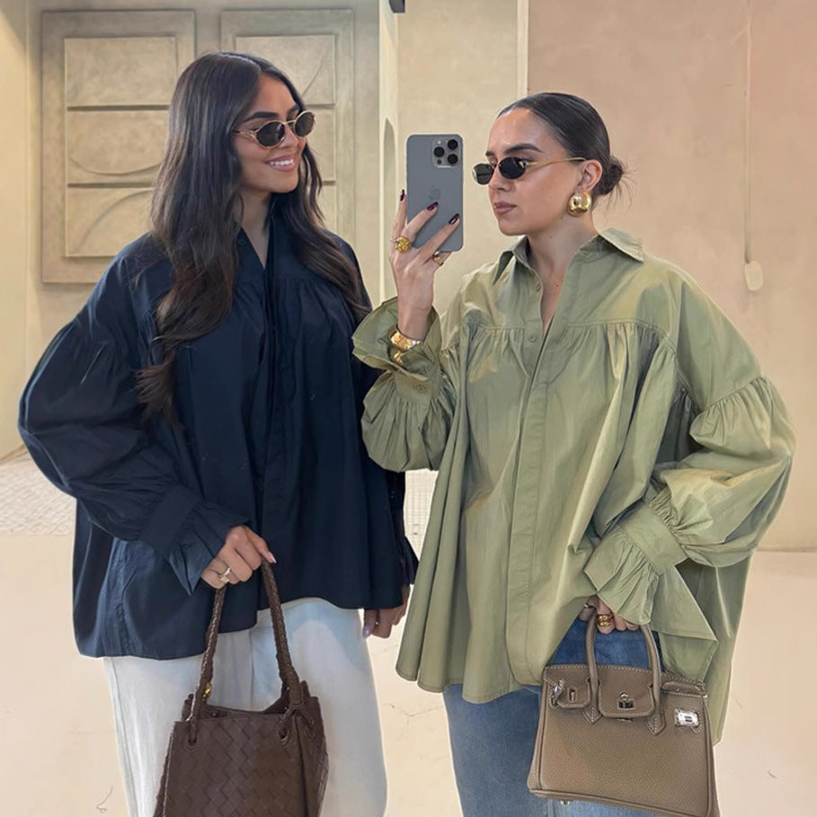 Damen Oversized Bluse Raffungen Norvielle