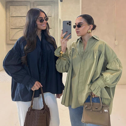 Damen Oversized Bluse Raffungen Norvielle