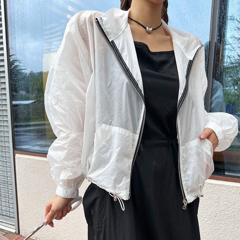 Damen Windjacke Transparent Reißverschluss Norvielle