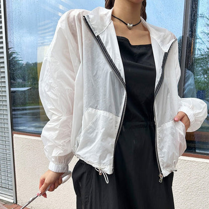 Damen Windjacke Transparent Reißverschluss Norvielle