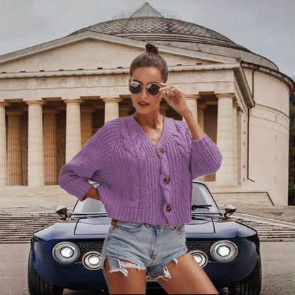 Damen Cardigan Grobstrick Lässiger Schnitt Beige