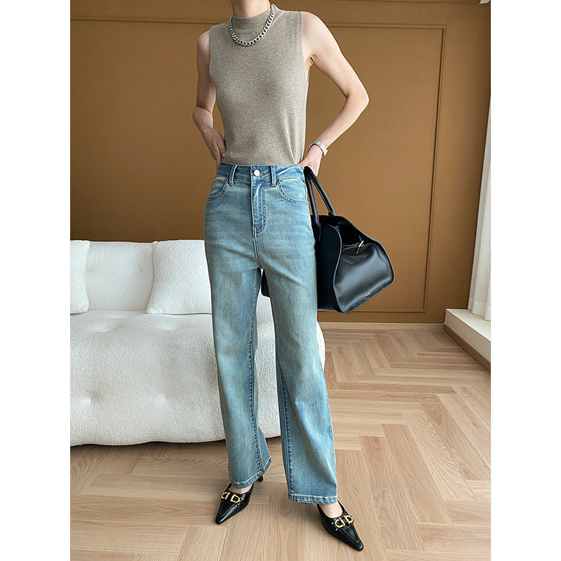 Damen Weite Jeans Hochgeschnittenes Modell Norvielle