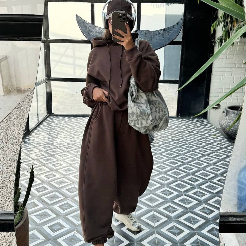 Damen Oversize Loungewear-Set mit Kapuze Komfort - Norvielle