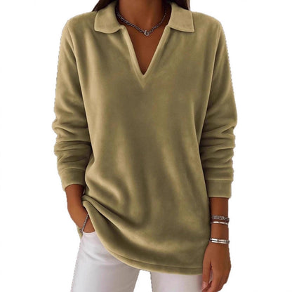 Damen Fleece Pullover V-Ausschnitt Weich Norvielle