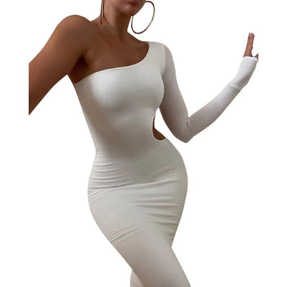 Damen Abendkleid Elegantes Ärmelkleid mit Cut-Out