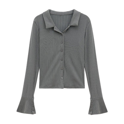 Damen Langarmshirt mit Volantärmel Norvielle