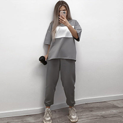 Damen Loungewear-Set Oversized Oberteil Elastische Hose - Norvielle