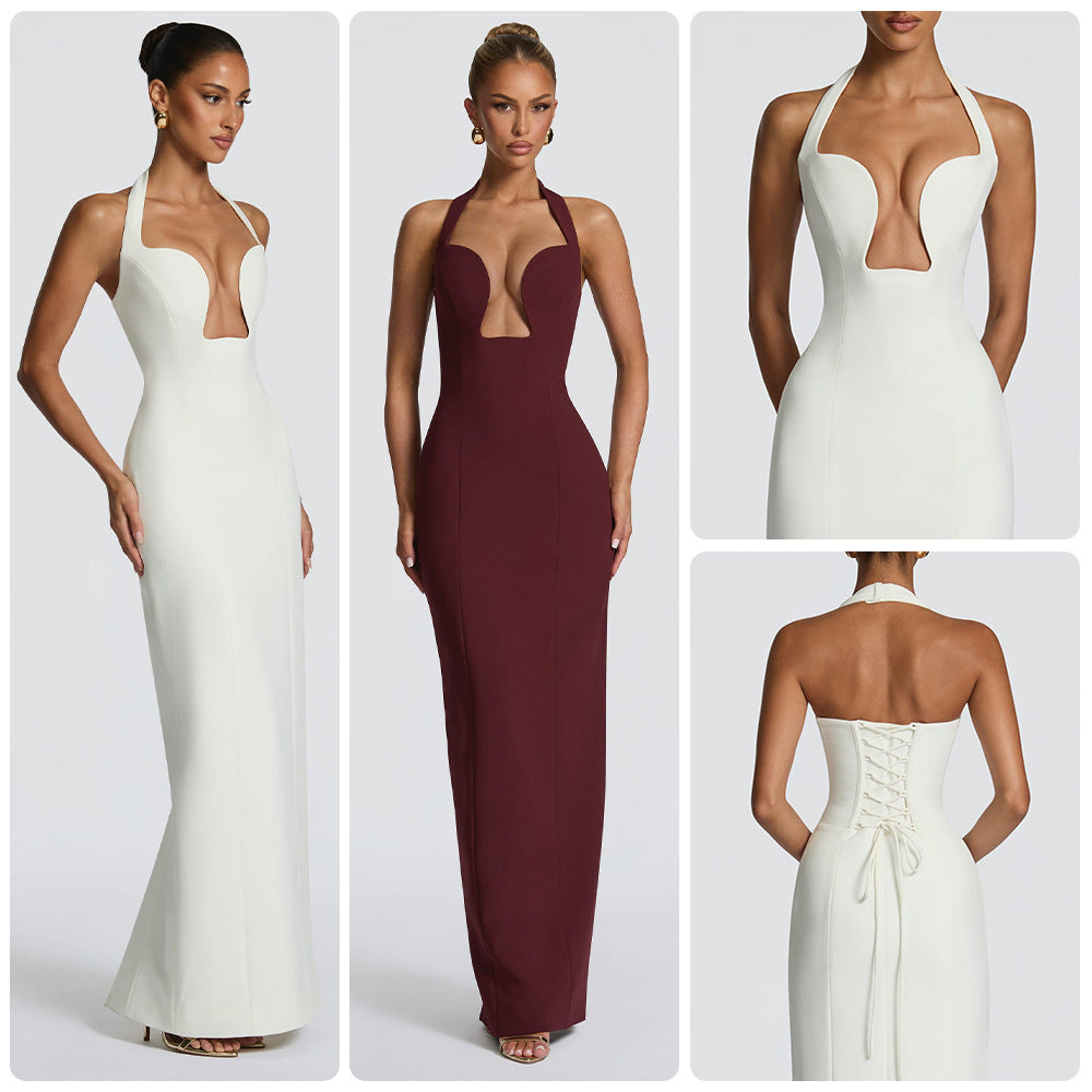 Damen Abendkleid Elegantes Herz-Ausschnitt Schwingender Saum Norvielle - Norvielle