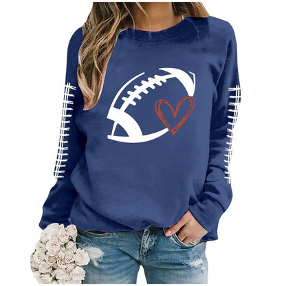 Damen Sweatshirt Fußball-Motiv Lässiger Schnitt Grau