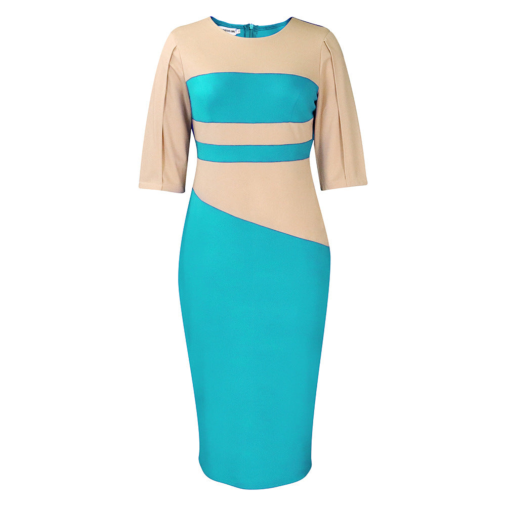 Damen Kleid Asymmetrisch Figurbetont Ärmel