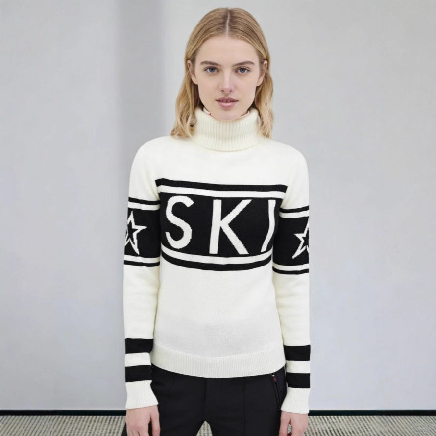 Damen Pullover Hochkragen Ski-Design Norvielle