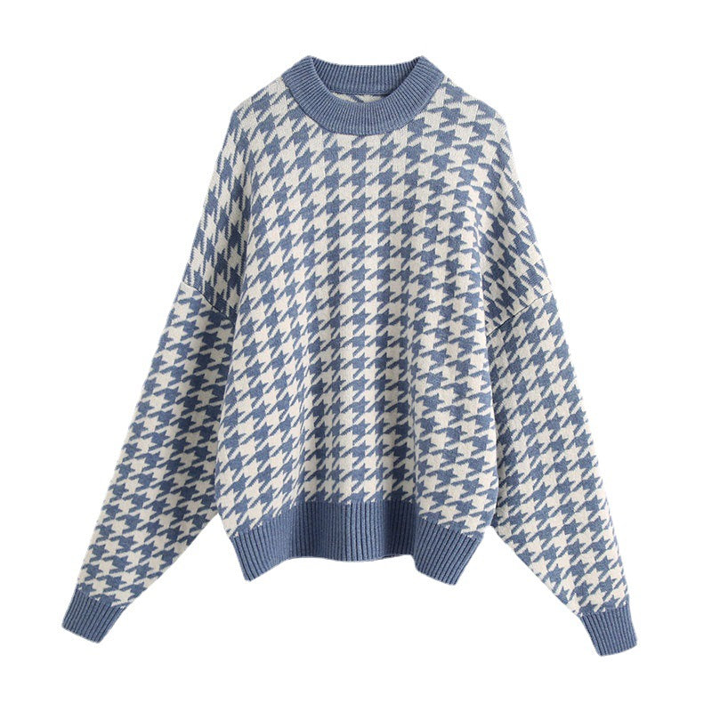 Damen Strickpullover Oversized Karomuster Norvielle