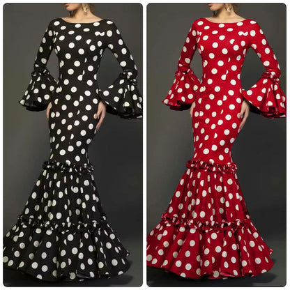 Damen Maxikleid mit Volant und Polka-Dots Norvielle - Norvielle