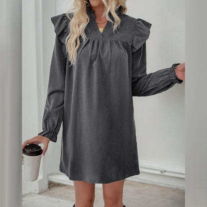 Damen Freizeitkleid Rüschendetails Eleganter Schnitt Norvielle