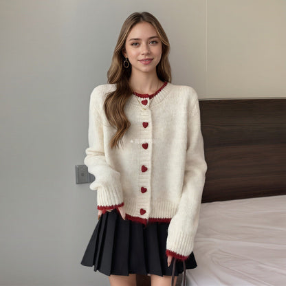Damen Strickcardigan mit Herzknöpfen Norvielle