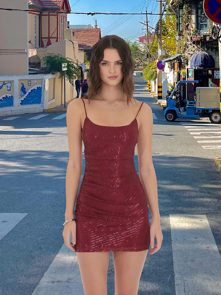 Damen Kleid mit Paillettenbesatz Figurbetonter Schnitt