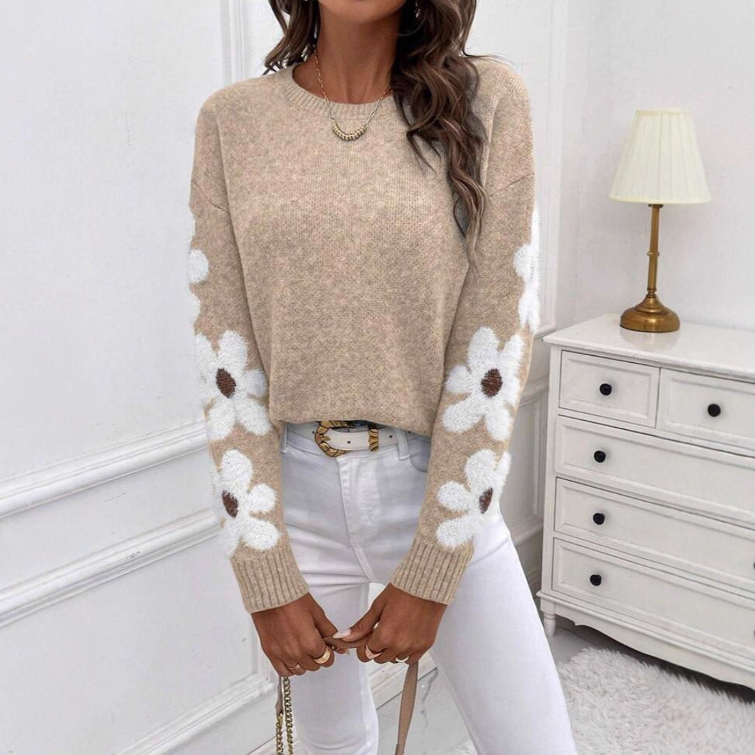 Damen Pullover Floralmuster Strukturiertes Jersey Norvielle