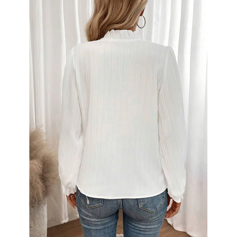 Damen Bluse Rüschendetails Falten Elegantes Design Norvielle