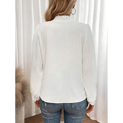 Damen Bluse Rüschendetails Falten Elegantes Design Norvielle