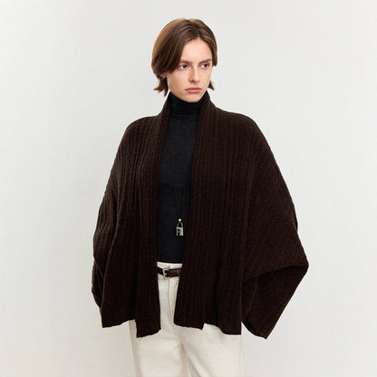Damen Strickponcho Feine Wolle Luftig Norvielle