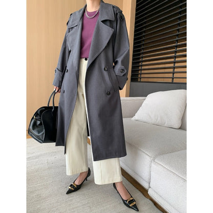Damen Trenchcoat Großzügige Taschen Moderner Schnitt Norvielle