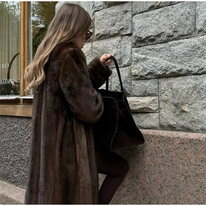 Damen Kunstfellmantel Elegantes Design