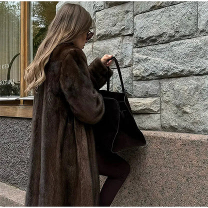 Damen Kunstfellmantel Elegantes Design
