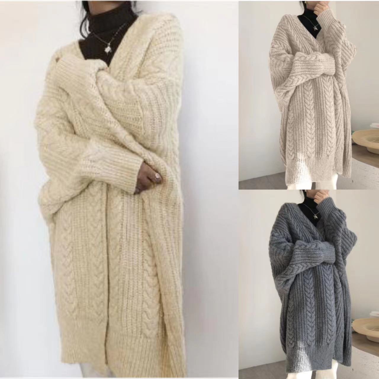 Damen Strickjacke Zopfmuster Weitschnitt Norvielle - Norvielle