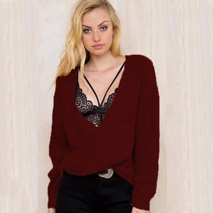 Damen Grobstrickpullover V-Ausschnitt Lässiger Schnitt Norvielle