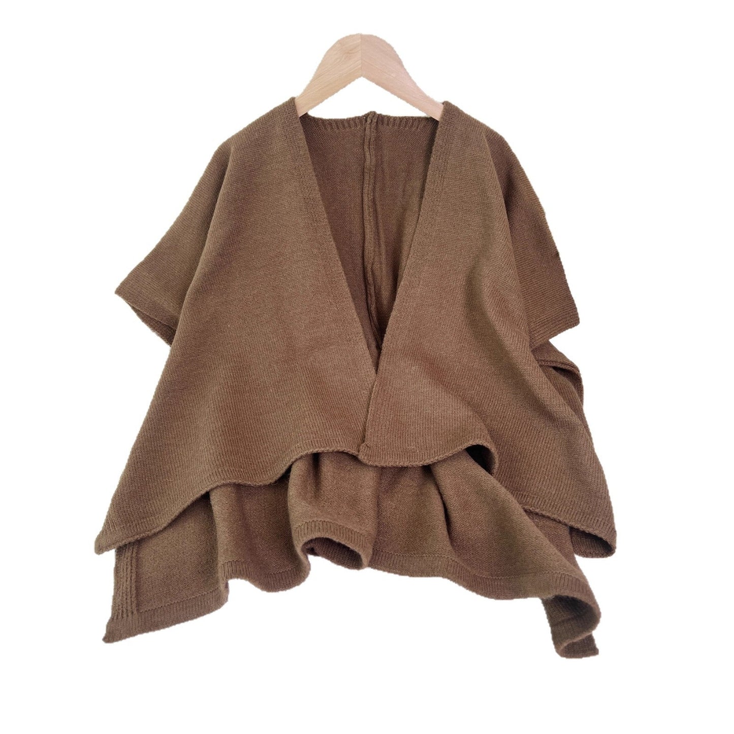 Norvielle Damen Strickjacke Asymmetrisch V-Ausschnitt Beige