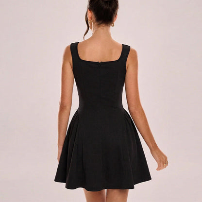 Damen A-Linien Kleid Leichtes Material V-Ausschnitt