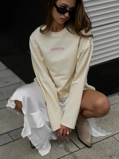 Damen Oversize Sweatshirt mit Druck Norvielle Grau